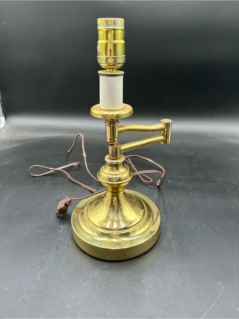 Vintage Brass Swing-Arm Table Lamp - Gold Finish